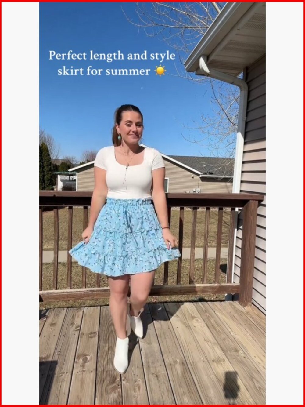 High Waist Floral Mini Skirt with Drawstring Tiered Ruffle Design - Picture 7 of 7